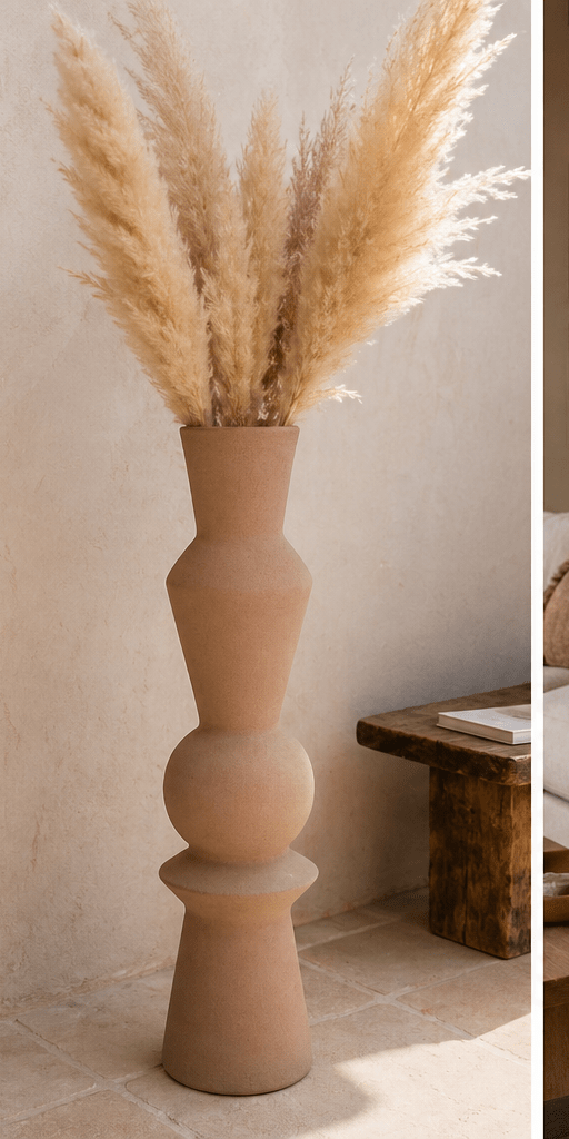 Vase en argile sable – Grand vase déco naturel H72 cm - Décoration intérieure | DECOLUCCE