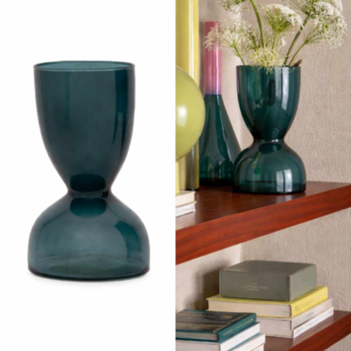 Vase vert foncé en verre recyclé au design élégant pour décoration intérieure